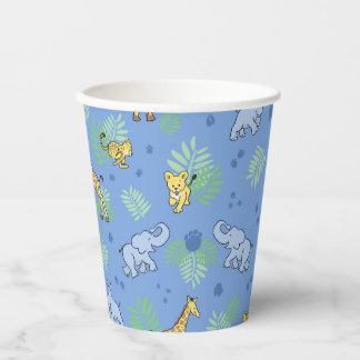 Süße wilde Safari-Tiere Baby Shower Blau Pappbecher