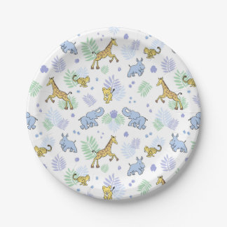 Süße wilde Safari-Tiere Baby Shower Weiß Pappteller