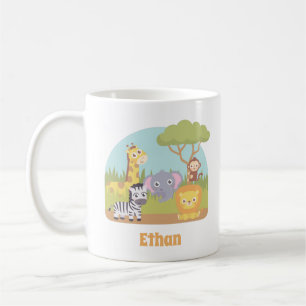 Süße wilde Safari-Tiere Kinder personalisiert Kaffeetasse