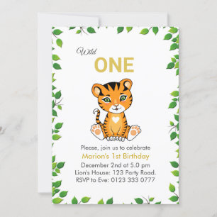 Süße wilde Tiger-Einladung zum 1. Geburtstag Einladung