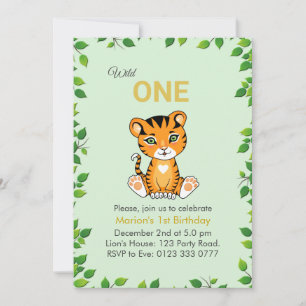 Süße wilde Tiger-Einladung zum 1. Geburtstag Einladung