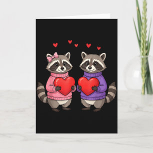 Süße wilde Waschbär-Valentinstag-Liebesherz-Tier  Karte