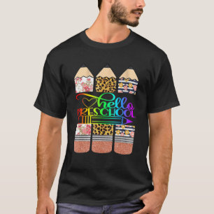 Süße Willkommen Hallo Vorschule Leopard Bleistift T-Shirt