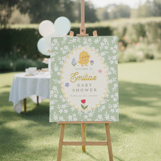 Süße Willkommensschilder für Baby Shower mit Küken Poster