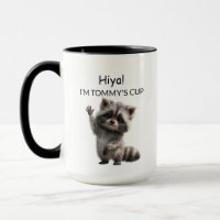 Süße winkende Baby-Waschbär-Tasse | Personalisiert
