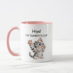 Süße winkende getigerte Kätzchen-Katze-Tasse Per Tasse