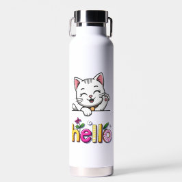 Süße winkende Katze Hallo Bunte Retro-Wasserflasch Trinkflasche