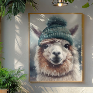 Süße Winter-Alpaka, individuell angefertigt Poster