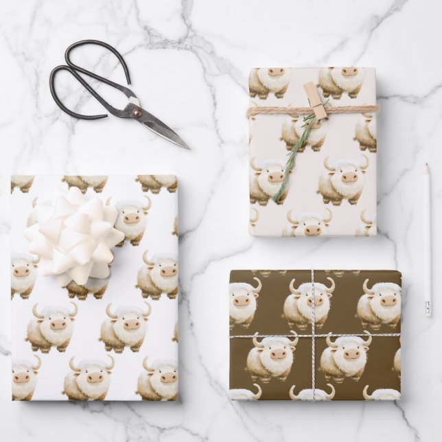 Süße Winter-Arktis-Kuh Geschenkpapier Set (Vorderseite)