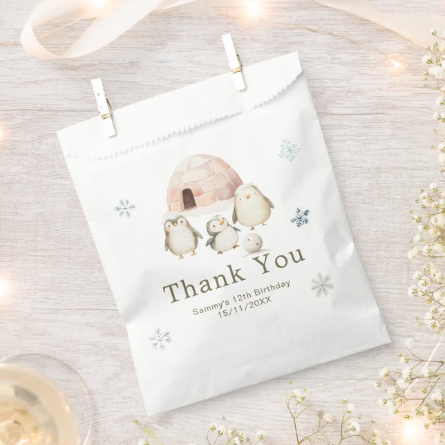 Süße Winter-Pinguin-Geburtstagsfeier Geschenktütchen (Ausgeschnitten)