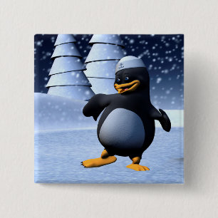 Süße Winter-Seemann-Pinguin-Schnee-Feiertag-Kunst Button