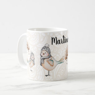 Süße Winter-Spatzen-Illustration Kaffeetasse