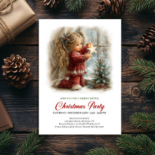 Süße Winter Szene Cozy Mädchen Weihnachtsfeier Einladung