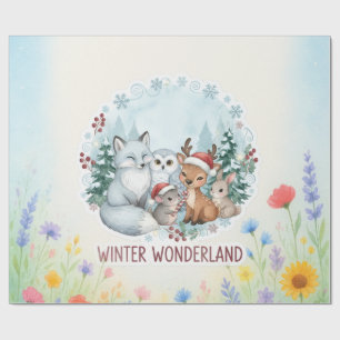 Süße Winter-Waldtiere Wasserfarben-Feiertag Geschenkpapier