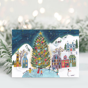 Süße Winterhaus-Dorfszene Weihnachten