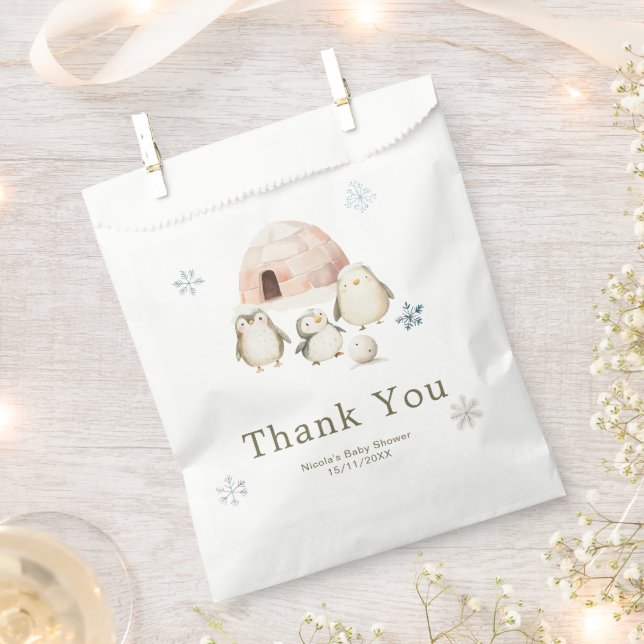 Süße Winterpinguine Baby Shower Geschenktütchen (Ausgeschnitten)