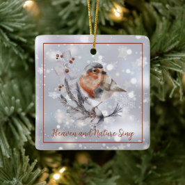 Süße Wintervogel und Schneelandschaft Urlaub Keramikornament