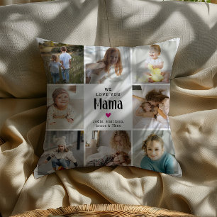 Süße 'Wir lieben dich Mama' Fotocollage Kissen