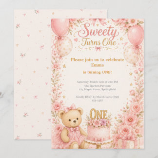 Süße wird Eins Pink Gold Mädchen Einladung