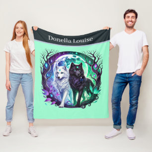 Süße Wolfsliebhaber fügen Namen hinzu Fleecedecke