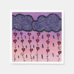 Süße Wolken, Herzen und Regentropfen Serviette