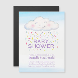 Süße Wolken-Zuckerstreusel-Wasserfarbe-Baby-Party Magneteinladung