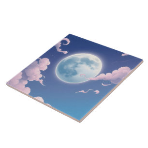 Süße, wunderliche Illustration des Mondes am Nacht Fliese