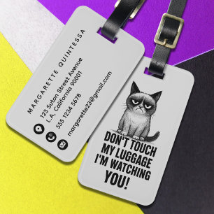 Süße wütende Katze lustiger Humor Schwarz und Grau Gepäckanhänger