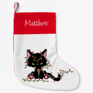Süße wütende mürrische Weihnachtskatze Kleiner Weihnachtsstrumpf