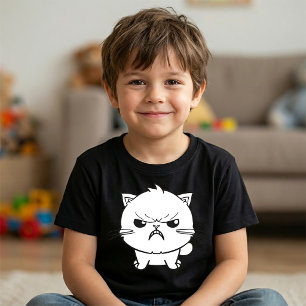 Süße wütende zischende Katzen-Linienkunst-Illustra T-Shirt