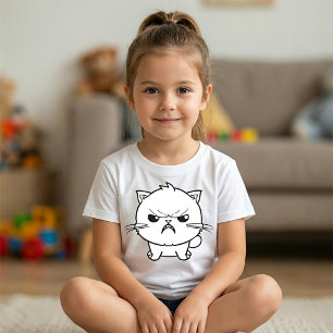 Süße wütende zischende Katzen-Linienkunst-Illustra T-Shirt