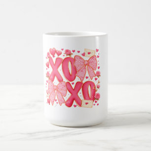 Süße XOXO Valentinstag-Schleifen Herzen Rosa Coque Kaffeetasse