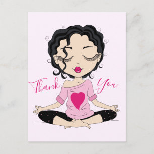 Süße Yoga-Girl-Dankeschön   Schwarze Haar-Postkart Postkarte