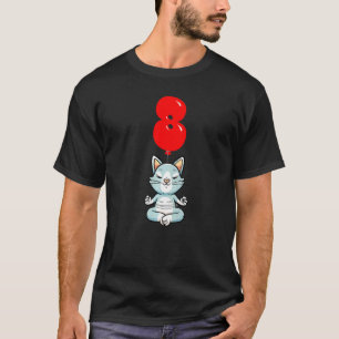 Süße Yoga-Katze 8. Geburtstag Kinder-Ballon-Party T-Shirt