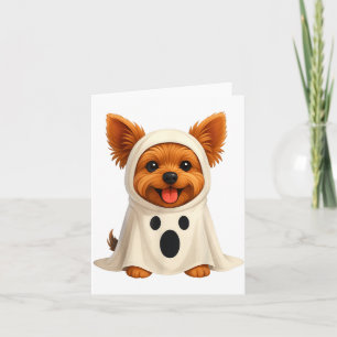 Süße Yorkie-Geist Halloween-Kostüm-Hunde-Kunst Karte