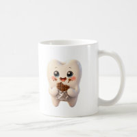 Süße Zahn-Schokolade-essende Kawaii-Zahn-Tasse.