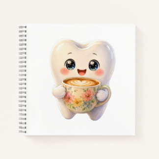 Süße Zahnarzt-Coffee-Liebhaber Kawaii Charakter Qu Notizbuch