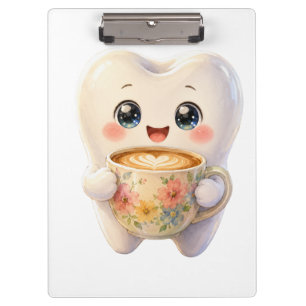 Süße Zahnarzt-Kaffeeliebhaber Kawaii Charakter-Cli Klemmbrett