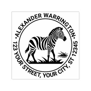 Süße Zebra-Steh-Name-Rücksendeadresse Permastempel