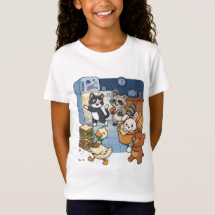 Süße Zeichentrick-Tiere stehlen Essen aus einer Kü T-Shirt