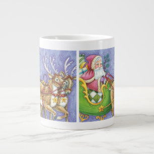 Süße Zeichentrick-Weihnachtsmann-Schlitten-Rentier Jumbo-Tasse