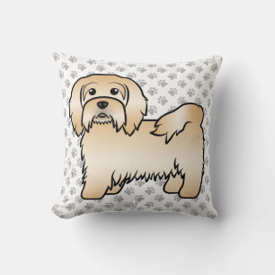 Süße Zeichnung eines Havanese-Hundes mit Rehfarbe Kissen