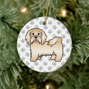 Süße Zeichnung eines rehbraunen Havanese Hundes Keramik Ornament