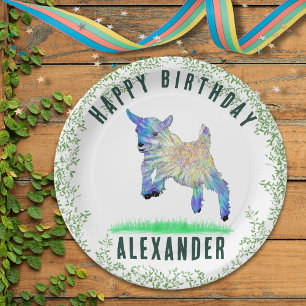 Süße Ziege Alles Gute zum Geburtstag Personalisier Pappteller