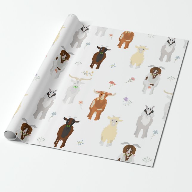 Süße Ziegen Bauernhoftiere Geschenkpapier (Ungerollt)