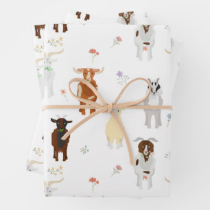 Süße Ziegen Bauernhoftiere Geschenkpapier Set