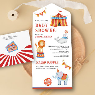 Süße Zirkus-Baby-Party im Karneval All In One Einladung