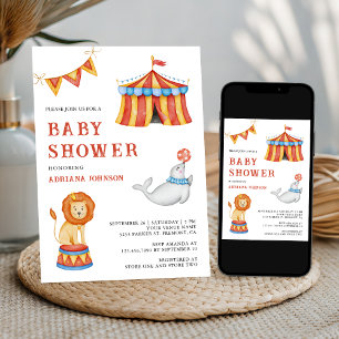 Süße Zirkus-Baby-Party im Karneval Einladung