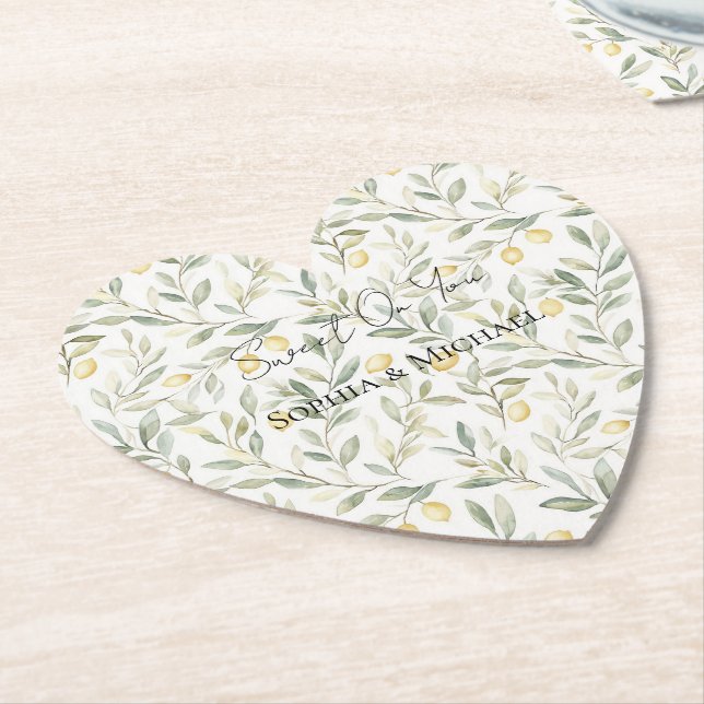 Süße Zitronen Hochzeit auf dich Untersetzer (angewinkelt)