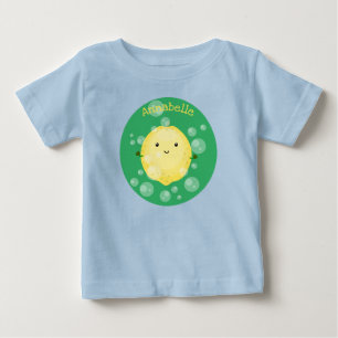 Süße Zitronenfrucht Cartoon-Blasen-Illustration Baby T-shirt